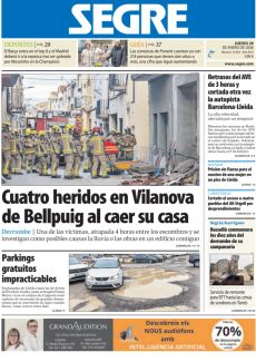 CUATRO HERIDOS EN VILANOVA DE BELLPUIG AL CAER SU CASA